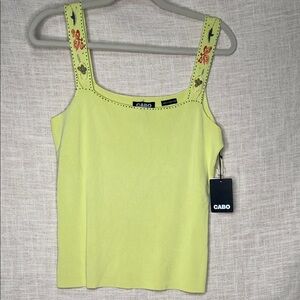CABO Light Green Embroidered Women's Tank